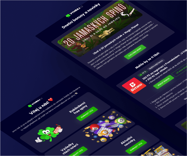 Fully custom-designed email templates built from scratch for Vyhraj, featuring unique layout and branding. Fully custom-designed email templates built from scratch for Vyhraj, featuring unique layout and branding.