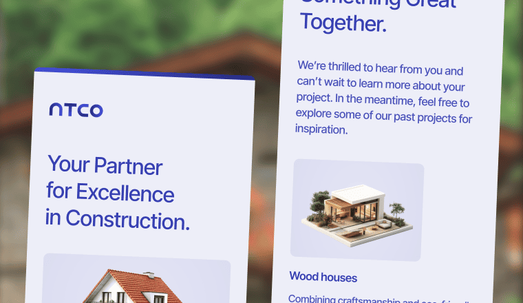 Email design mockup for ATCO construction company project.