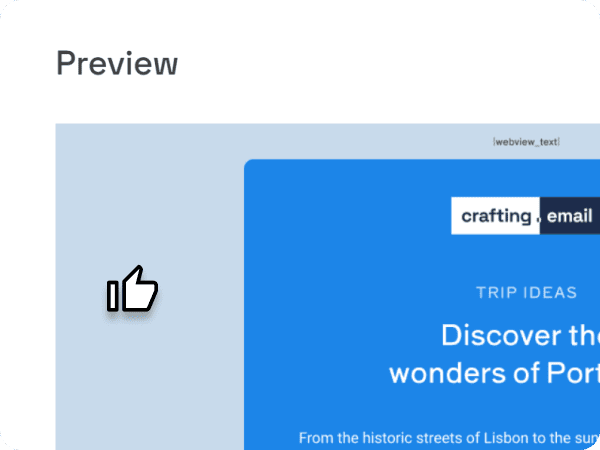 User previewing an image of a template email.