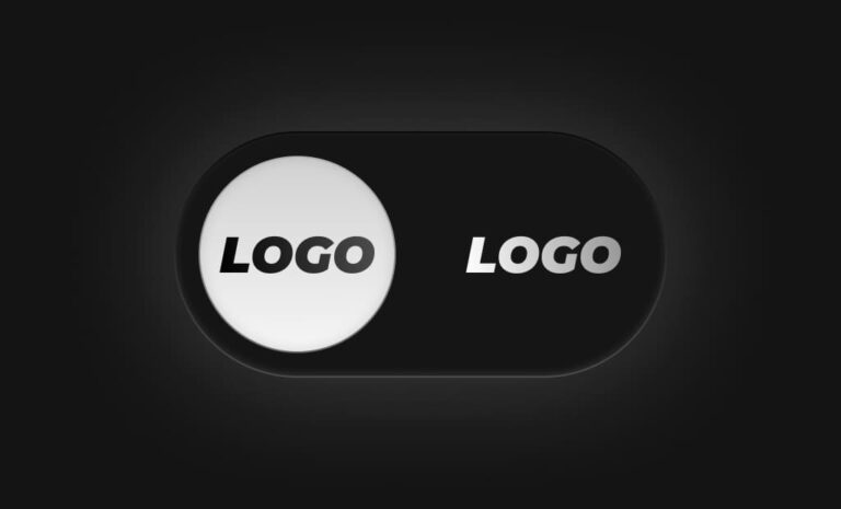 Example of a logo visibility test showing how a logo can remain readable in dark mode with the right contrast treatment.