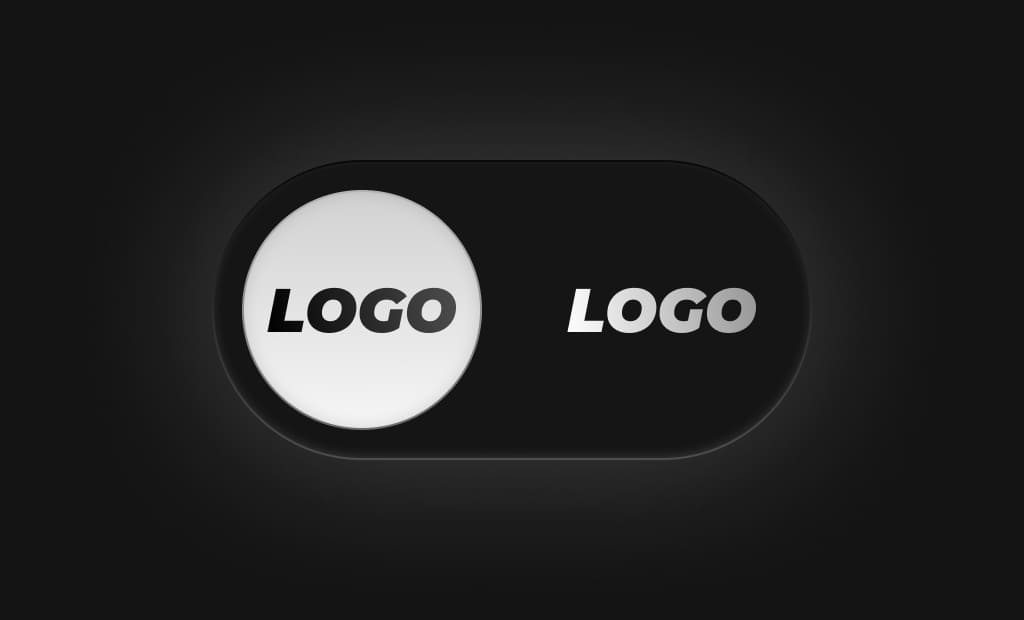 Example of a logo visibility test showing how a logo can remain readable in dark mode with the right contrast treatment.